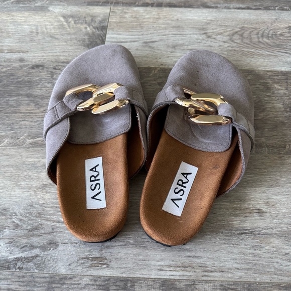 ASOS ASRA Fiscal clogs in mauve suede with chain detail - Size: 38 - Picture 3 of 12